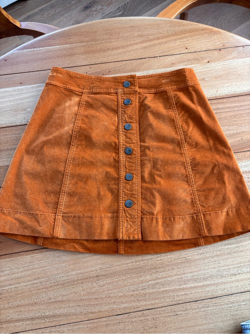 Madewell Button-Front Velvet Mini Skirt - Rust